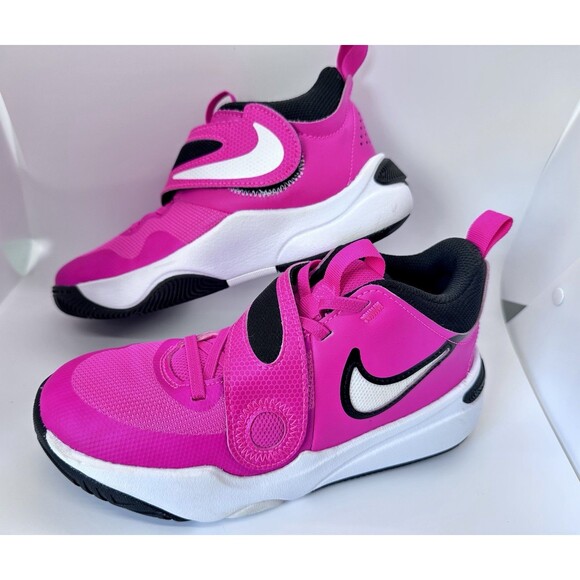Nike Girls Basketball Shoes Pink/black/white Size 4Y Adjustable hook and loop - Picture 5 of 9